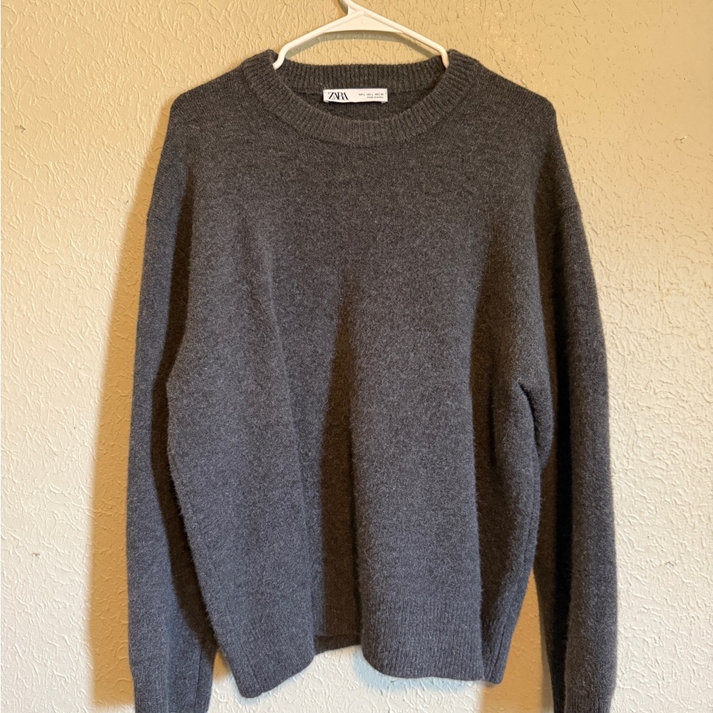 Zara Gray Crewneck Sweater Classic Knit